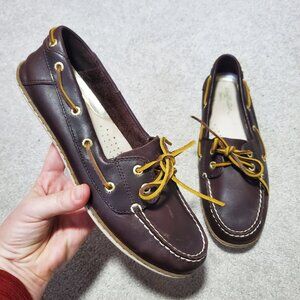 WIND RIVER WINDRIVER Deck Shoes Leather Loafers Boat Shoes Slip-On Brown Women 8